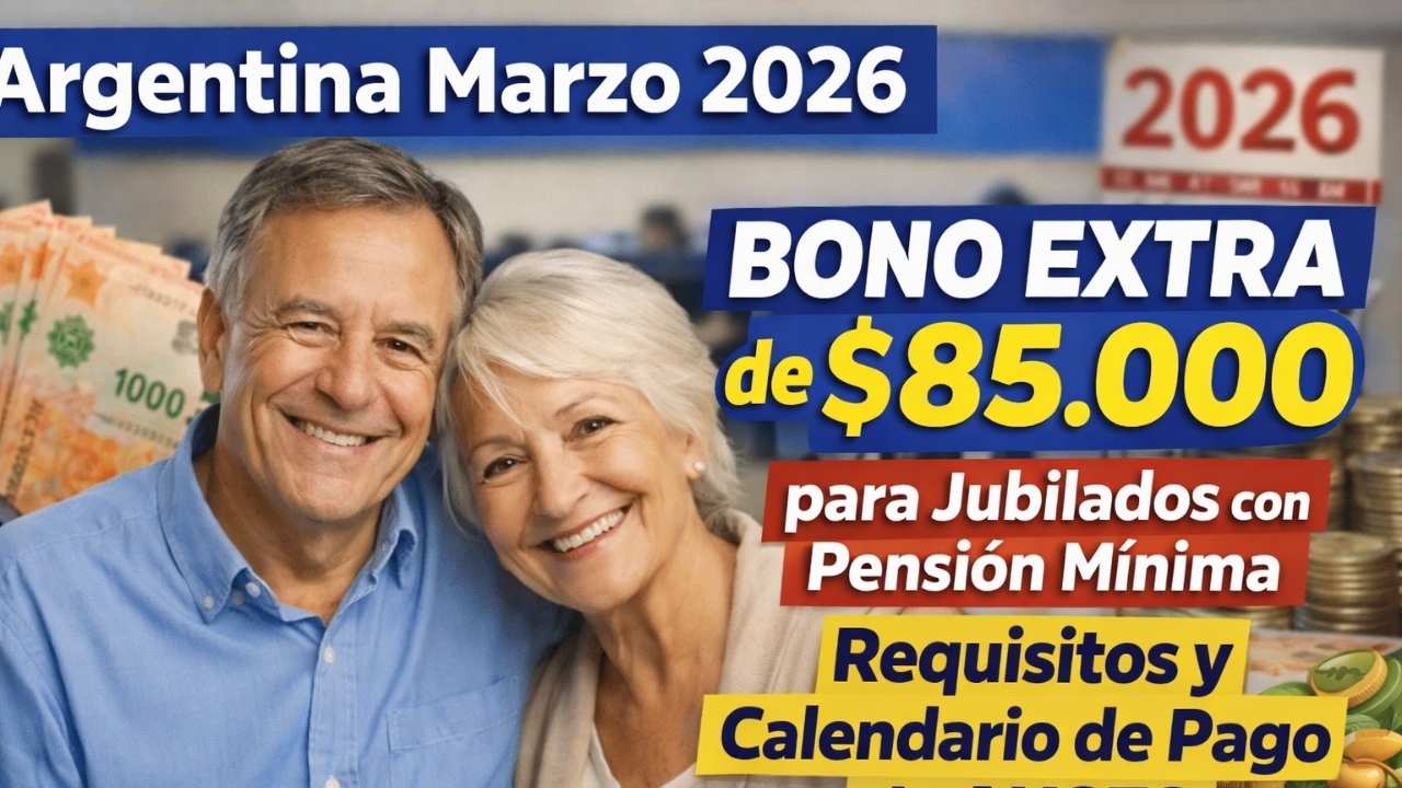Argentina Marzo 2026: Bono Extra de $85.000 para Jubilados con Pensión Mínima, Requisitos y Calendario de Pago de ANSES
